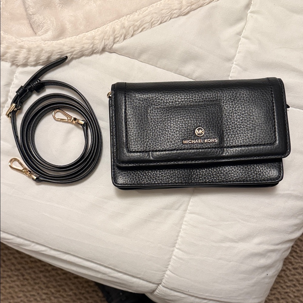 Michael Kors Black Pebbled Leather Crossbody Bag